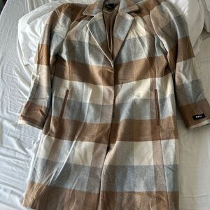 DKNY Brown and Gray Trench Coat Elegant Outerwear